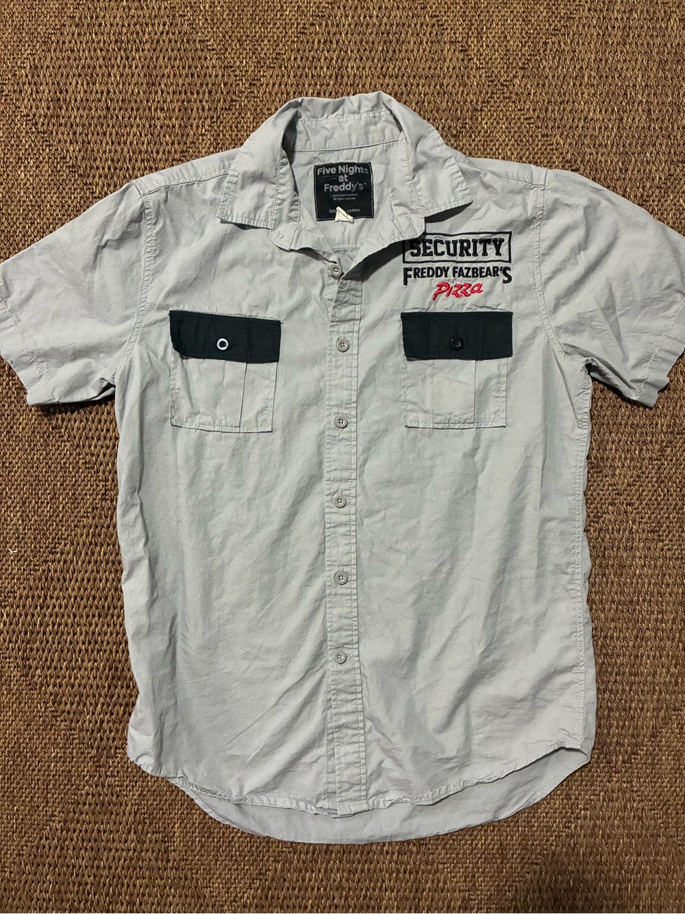 Five Nights at Freddie’s fazbear secruity grey button up
